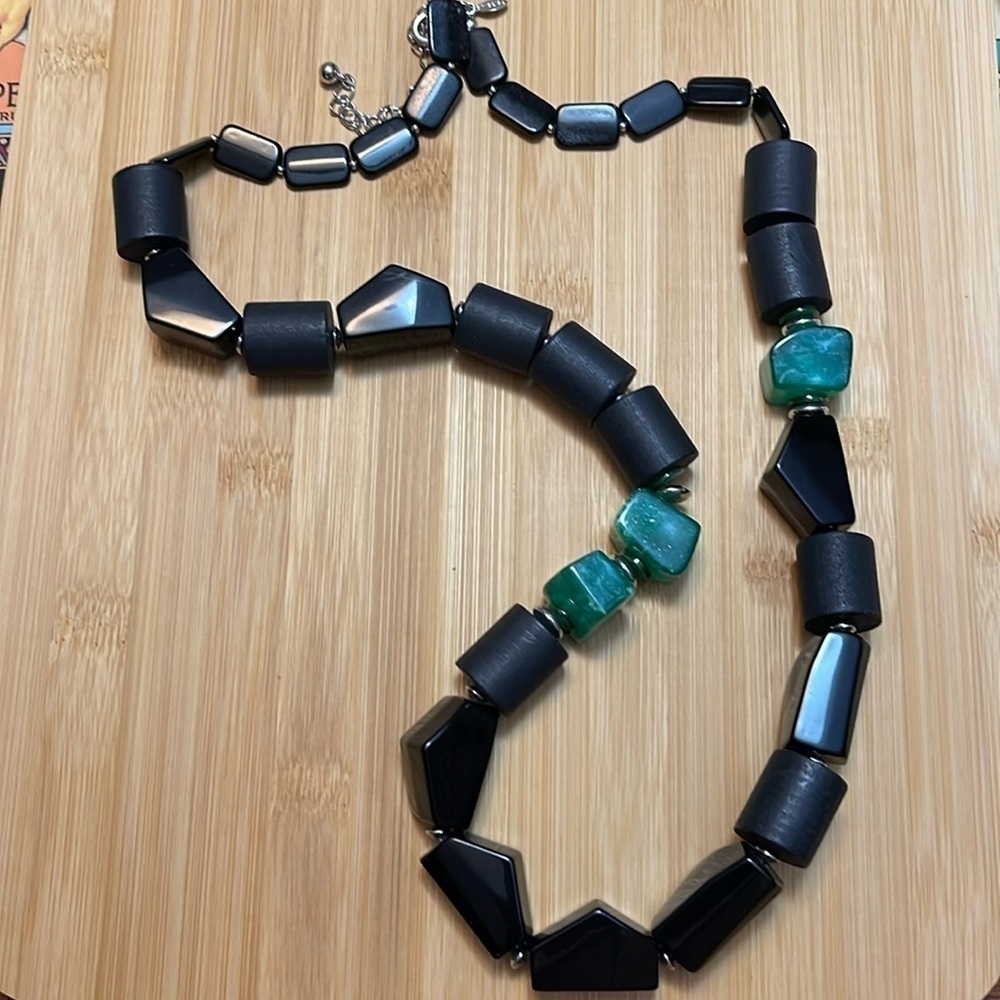 Chico’s Black & Green Chunky Bead Necklace
